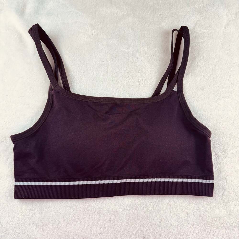 GYMSHARK Seamless Double-Straps Stretch-Woven Sports Bra brown medium